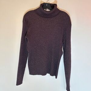 Carlisle Brown Silk Turtleneck Sweater, XL